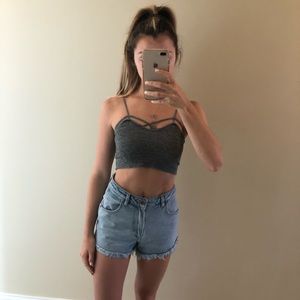 Gray cutout crop top